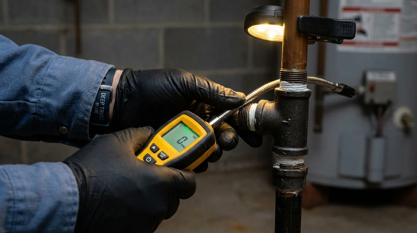 Gas leak detection with electronic sniffer by Johns Plumbing LLC in Dolan Springs