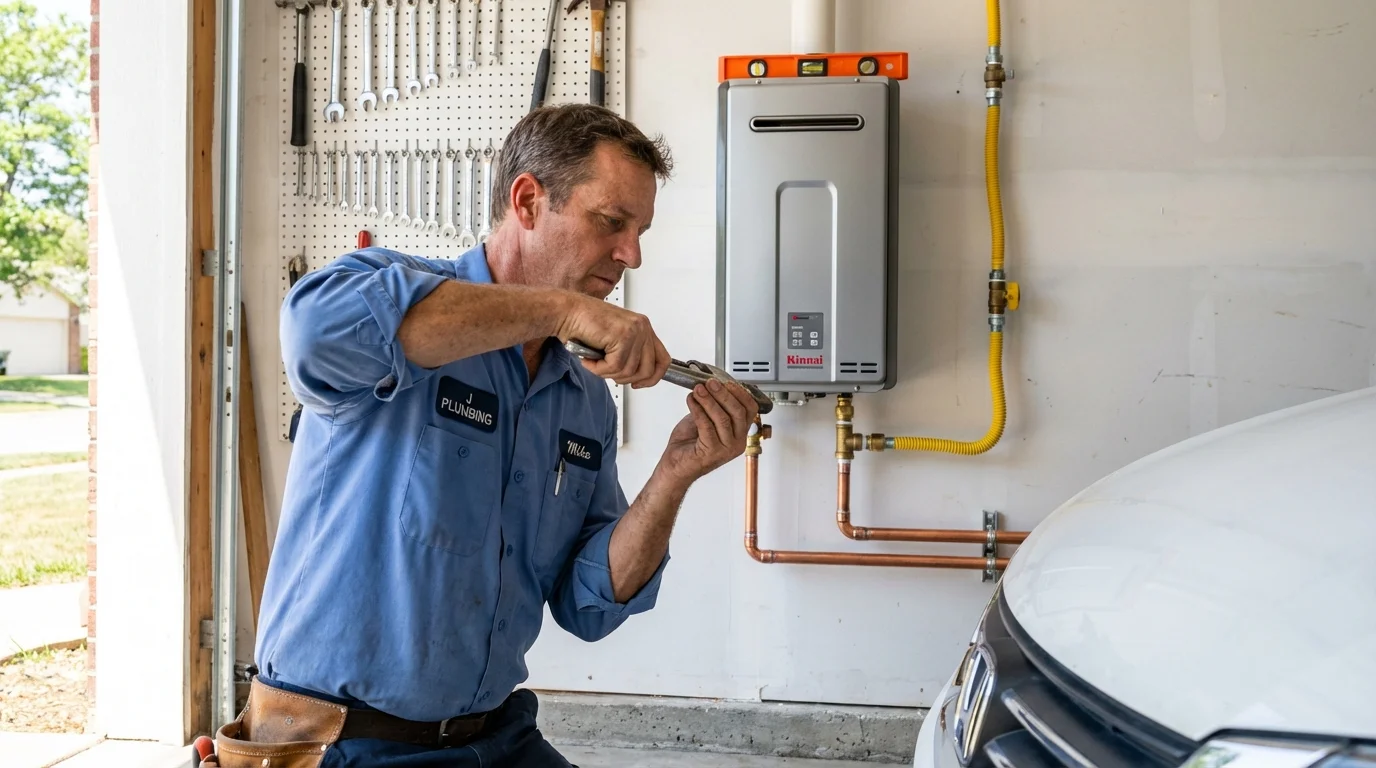 Tankless water heater installation by a Johns Plumbing LLC plumber in Dolan Springs